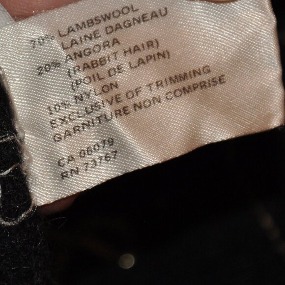 Vtg Magnolia BLACK Wool Angora KNIT CARDIGAN SWEATER Embroidery L Gems - Picture 10 of 10